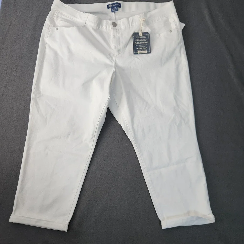 Democracy Ankle Skimmer Jeans 24W White Denim‎ AB Solution High-Rise Crop Beachy